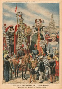 A picturesque and traditional feast, the procession of the Giants at Valenciennes, illustration from 