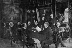 A reading at the Comédie-Française: Alexandre Dumas son reading one of his comedies before the committee by French School