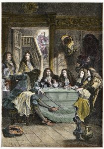 A Salon (Cabaret) Bringing Together French Writers Jean de La Fontaine, Nicolas Boileau-Despreaux, Playwright Jean Baptiste Poquelin dit Moliere, and Poet Jean Racine by French School