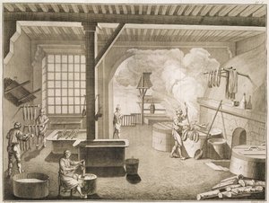 A silk dyers workshop, from the Encyclopedie des Sciences et Metiers by Denis Diderot published c.1770 by French School