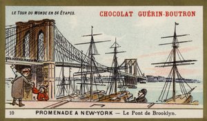 A walk in New York - the Brooklyn Bridge by French School