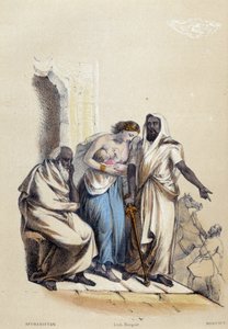 A white woman breastfeeding her baby punished in Afghanistan; illustration for Afghanistan, - in 