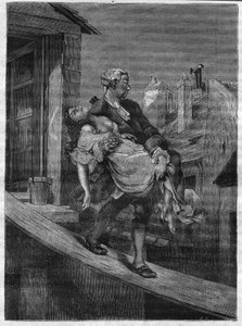 A young girl is taken away for the pleasures of King Louis XV at the Deer Park. Engraving in 