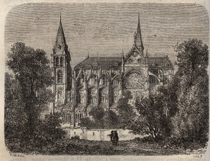 Abbey Saint-Victor of Paris, founded in the 12th century - engraving in 