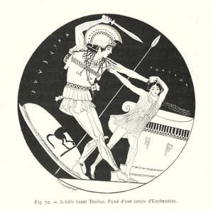 Achilles killing Troilus by French School