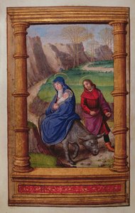 Flight into Egypt (from a Book of Hours, Paris) by French School