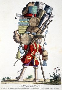 Admire Force. Cartoon made by druggists against the Duke of Force in 1721
