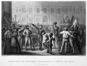 Adoption of the tricolor flag at the Town Hall (February 27) by French School