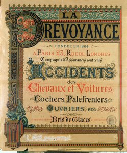 Advertisement for La Prevoyance, insurance company specialising in car and horse accidents by French School