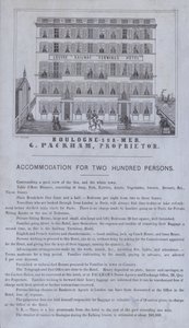 Advertisement for the Louvre Railway Terminus Hotel, Boulogne-sur-Mer, France