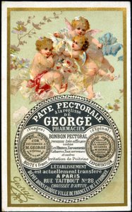 Advertising card for the Pectoral Paste with Licorice by Georgé Pharmacien. 19th century