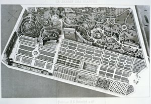 Aerial View of the Plan of the Jardin des Plantes in Paris, 1842 by French School