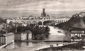 Albi - Languedoc-Roussillon-Midi-Pyrenee - engraving in La France illustree: geographie, histoire, administration statistique by V.A. Malt-Brown. 1884 by French School