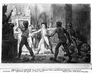 Alexandre Lenoir opposing the destruction of the royal tombs of the French monarchy in the Church of Saint-Denis by French School