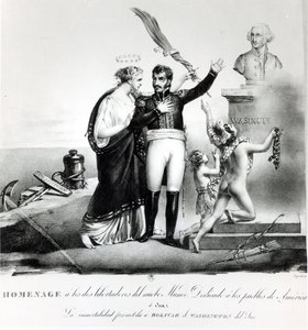 Allegorical portrait of General Simon Bolivar (1783-1830) c.1840