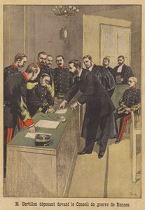Alphonse Bertillon testifying before the second court martial of Alfred Dreyfus in Rennes