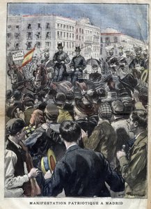 American Hispano War - patriotic demonstration in Madrid in 1898 in the presence of Queen Mary Christine of Spain