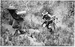 American soldiers chasing a revolutionary, illustration from Le Monde Illustre published 13th June 1914 by French School