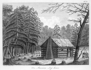 An American Log-House, Engraved by Tardieu