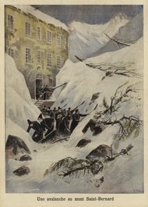 An avalanche at the Great St Bernard Pass, Switzerland, 1897 by French School