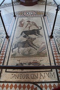 An interior view of the Chateau: mosaic by French School