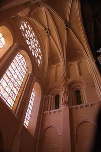 An interior view of the western-most bay in front of the rose window by French School
