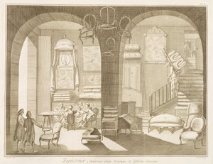 An upholsterers shop, from the Encyclopedie des Sciences et Metiers by Denis Diderot published c.1770