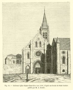 Old church of Sainte-Genevieve around 1516, after a drawing by Saint-Aulaire published by Mr. A. Lenoir by French School