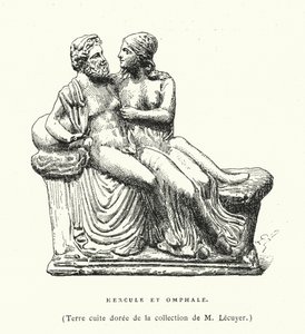 Ancient Greek terracotta sculpture of Hercules and Omphale by French School