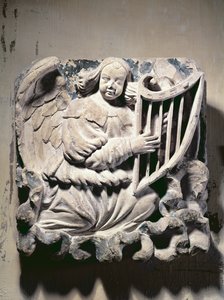 Angel Musician playing the Harp by French School