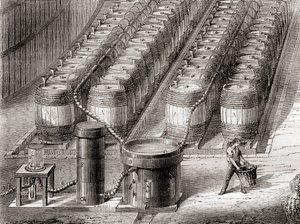Apparatus Used for the Preparation of Hydrogen Gas by the Action of Sulfuric Acid on Iron When Filling a Balloon by French School