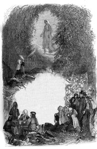 Appearance of the Virgin Mary to Bernadette Soubirous (1844-1879) in the Cave of Lourdes, Hautes Pyrenees by French School