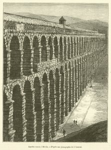 Roman aqueduct in Merida (engraving)