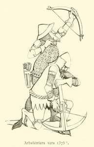 Crossbowmen around 1375 (engraving) by French School