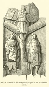 Gaulish weapons and costumes; after a Roman triumphal arch by French School
