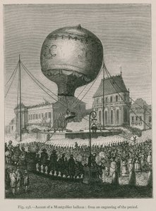 Ascent of a Montgolfier Balloon by French School