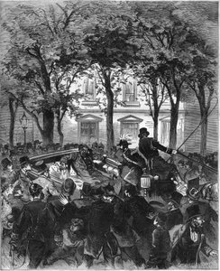 Attack against the German Emperor William II (1797-1888), Berlin, 2 June 1878: the emperor was injured by a shot fired by the German anarchist Karl Nobiling. Engraving in Le Monde Illustré n°1106 of 8 June 1878. by French School