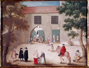 Aumones in the courtyard of the abbey of Port Royal des Champs by French School