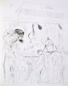 Backstage scene at a Paris Bal de Nuit or circus, from Paris Sketches: Etchings by Forain and Raffaelli, 1880