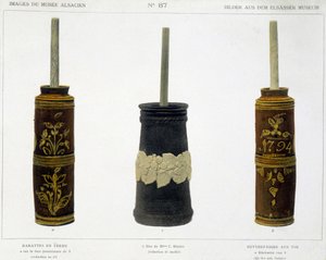Barattes (for the manufacture of butter) in worked earthen preserved at the Alsatian Museum, c.1800 by French School