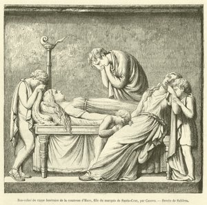 Bas-relief of the funerary stele of the Countess of Haro, daughter of the Marquis of Santa-Cruz