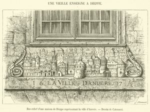 Bas-Relief of a House in Dieppe Representing the City of Antwerp (engraving)
