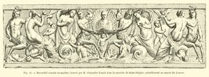 Roman marble bas-relief, found by M. Alexandre Lenoir in the sacristy of Saint-Sulpice, currently at the Louvre Museum by French School
