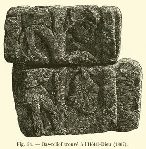 Bas-relief found at Hotel-Dieu, 1867 by French School