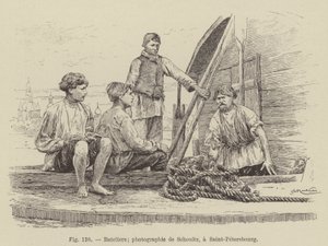 Boatmen (engraving) by French School