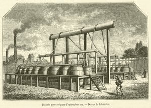 Battery for Preparing Pure Hydrogen (engraving) by French School