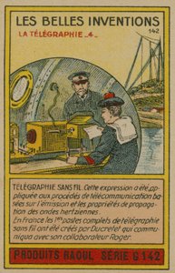 Beautiful inventions card, telegraphy by French School