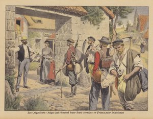 Belgian farm labourers looking for work in France during the harvest