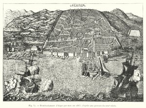 Bombardment of Algiers by Sea, in 1683; After an Engraving from the 17th Century by French School