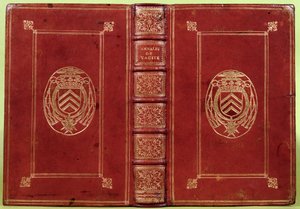 Book cover of the Annals of Tacitus with the coat of arms of Armand-Jean du Plessis, Cardinal Richelieu